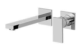 Wall-mounted basin mixer with 25cm spout - exposed parts